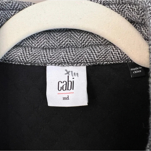 Cabi Herringbone Quilted Moto Jacket Black White Medium Classic Fall Minimalist - Picture 5 of 7